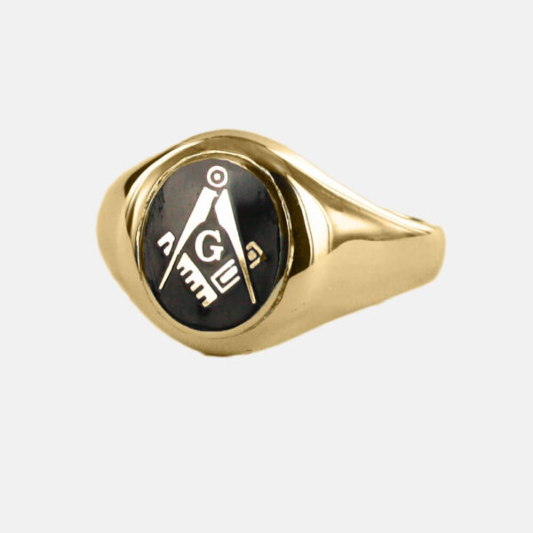 Black Reversible Square Gold Head Masonic Ring