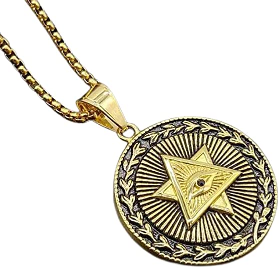 DOUYA Fashion Brand Creative Personality Versatile Retro Egyptian Pharaoh Jewelry Gold Plated Illuminati Pendant Necklace