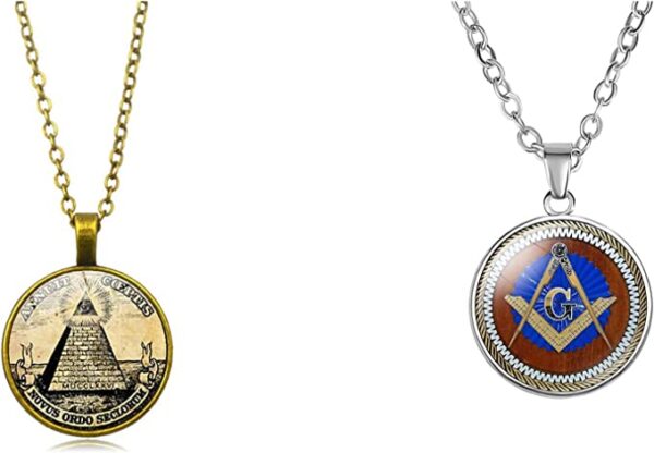 Masonic Pendant Necklace for Men Women,Freemasons Symbol Spiritual Necklace Mens Womens NEPOMI Jewelry Necklace Gift Free and Accepted Masons Illuminati Necklace (Gift Packaging)